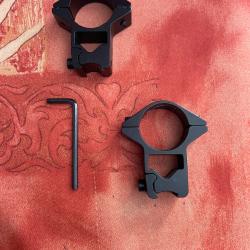 collier montage lunette 25.4 pour rail 11mm picatinny