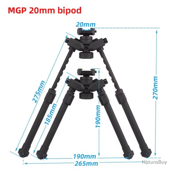 Bipied sur rail picatinny rotatif  360 � abs aluminium 6061 Extr�mement l�ger et fiable couleur noir