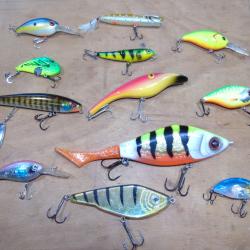 LOT DE 12 LEURRES DE SURFACE GUNKI DEX P&Ecirc;CHE AU CARNASSIERS