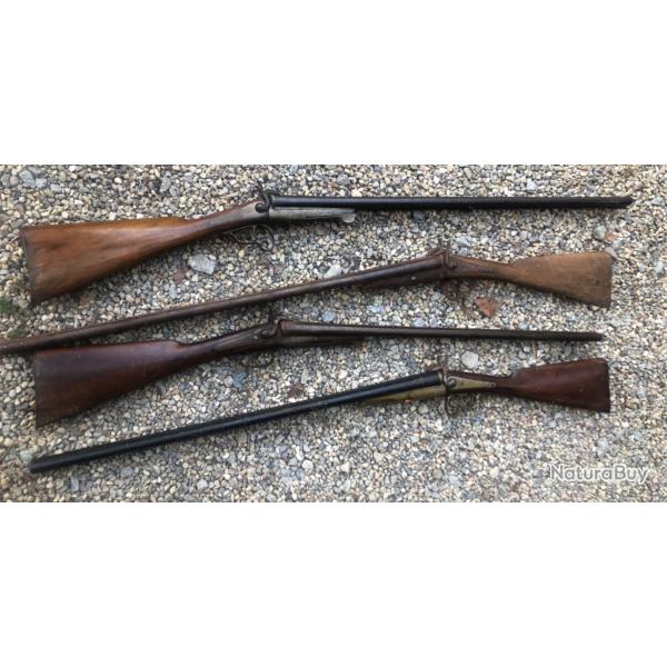 LOT DE 4 FUSILS � BROCHE CAL16 POUR L'EXPORT.