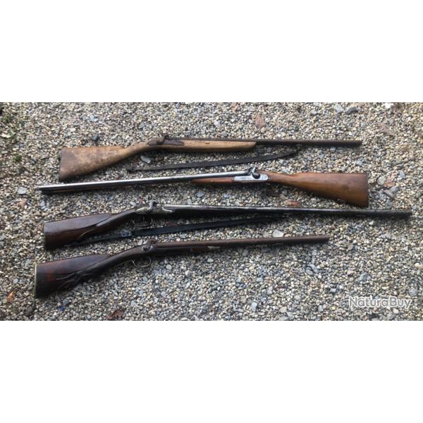 LOT DE 4 FUSILS � PERCUSSION POUR L'EXPORT