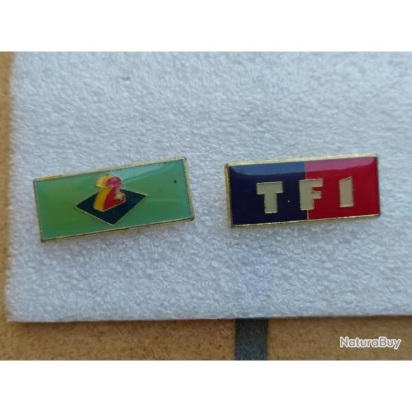 PINS BLASON CHAINE TELEVISION TF1 ET FRANCE2 ANTENNE2