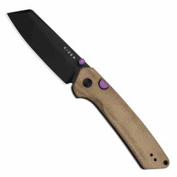 Couteau Kizer Madrac Lame Sheepsfoot Acier 14C28N Manche Micarta Marron Button Lock Clip KIV3693BSA1