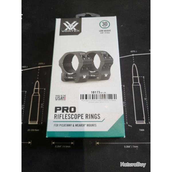 Colliers de montage vortex pro series 30mm bh 8mm (bas)