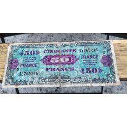 Billet d'invasion US 1944 : 50 Francs (original) dat&eacute; 1944 ww2 USA