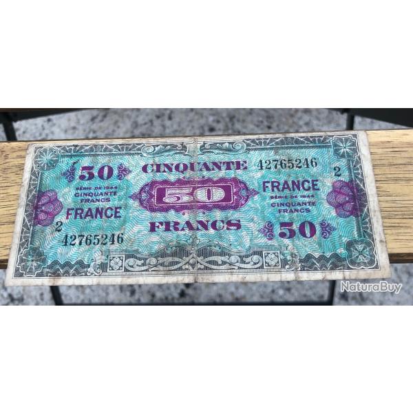 Billet d'invasion US 1944 : 50 Francs (original) dat� 1944 ww2 USA