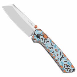 Couteau Kizer Madrac Lame Sheepsfoot Acier 14C28N Manche Micarta Multicolor Button Lock KIV3693BSA2