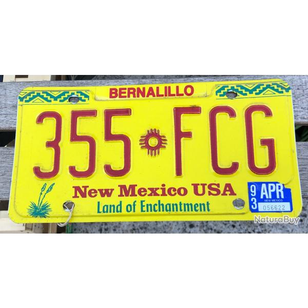 US original licence plate New Mexico - Plaque immatriculation New Mexico