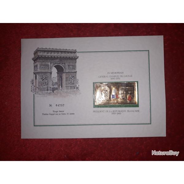 timbre en or du general de gaulle collection histoire