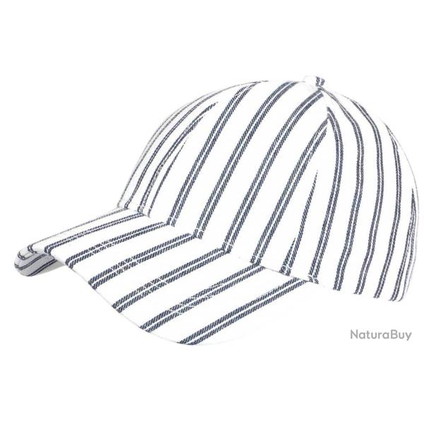 Casquette Blanche Ray�e Bleu Marine Mode Bord de Mer Coton Kerlann Taille unique Blanc