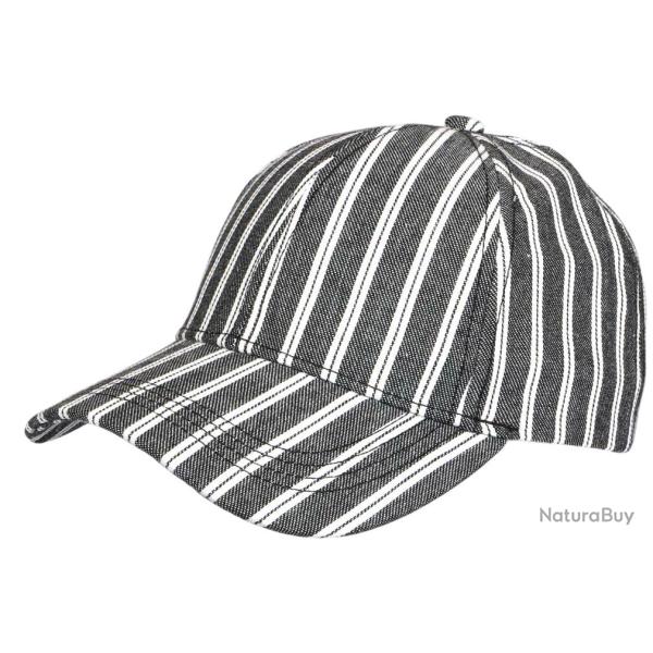 Casquette Ray�e Grise Blanche Style Yacht Club Bord de Mer en Coton Kerlann Taille unique Gris