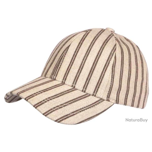 Casquette Ray�e Beige Marron Style Yacht Club Bord de Mer en Coton Kerlann Taille unique Marron