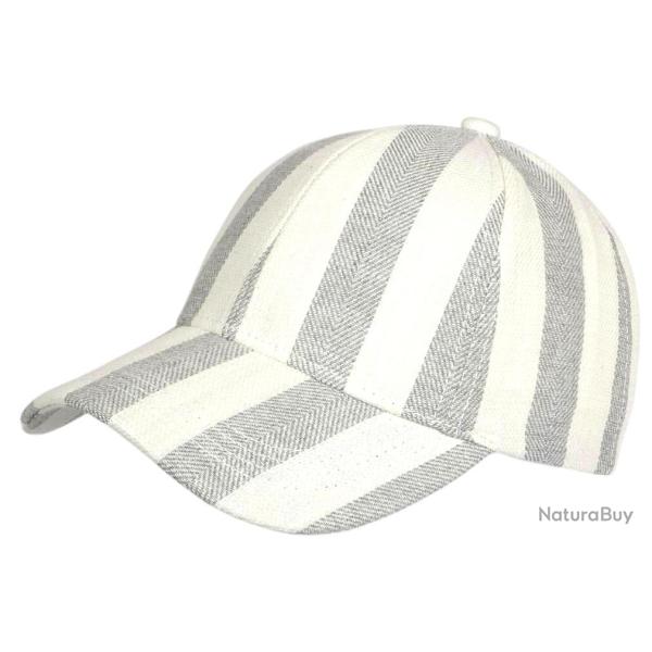 Casquette �crue Ray�e Grise Style Vacances Bord de Mer en Coton Anaor Taille unique Gris