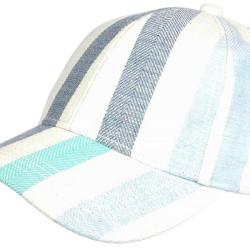 Casquette Turquoise Ray&eacute;e Ecrue Mode Vacances Bord de Mer en Coton Anaor Taille unique Vert