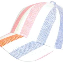 Casquette Rose et Bleue Ray&eacute;e Ecrue Mode Vacances Bord de Mer en Coton Anaor Taille unique Rose