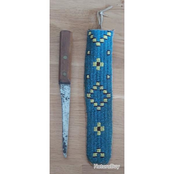 ETUI SIOUX PERLE  avec son COUTEAU DE TROC 1880/1890