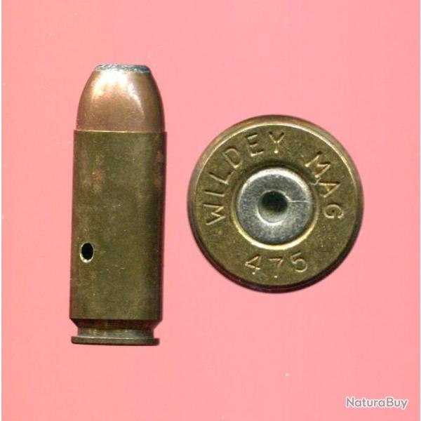 .475 WILDEY  - RARE cartouche du pistolet sp�cifique au WILDEY - marquage : WILDEY MAG 475