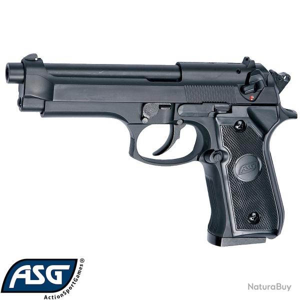 ASG M92F Noir - Pistolet Airsoft Gaz Non Blow Back NBB, R�plique de Poing Semi-Automatique Fiable et