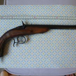 GRAND PISTOLET DE SALON (38 cm) DE TYPE FLOBERT EN CALIBRE 6 MM (AUSSI 5.5 MM), BON FONCTIONNEMENT