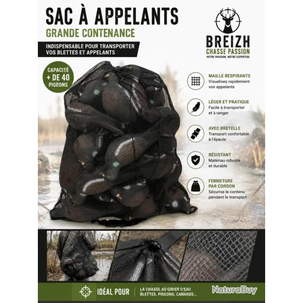 Sac de transport pour blettes et appelants - Chasse au pigeon