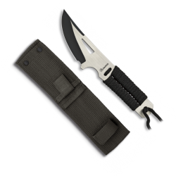 Albainox 32374 - Couteau &agrave; lame fixe - Lame trailing point noire satin&eacute;e 19 cm