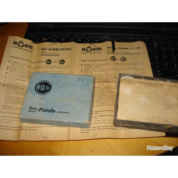 Ancienne boite et notice  pour pistolet � gaz RG 5S