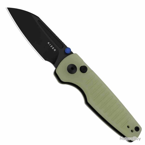 Couteau Kizer Parakeet Lame Sheepsfoot Acier Nitro-V Manche G10 GID Button Liner Lock Clip KIV2706A7