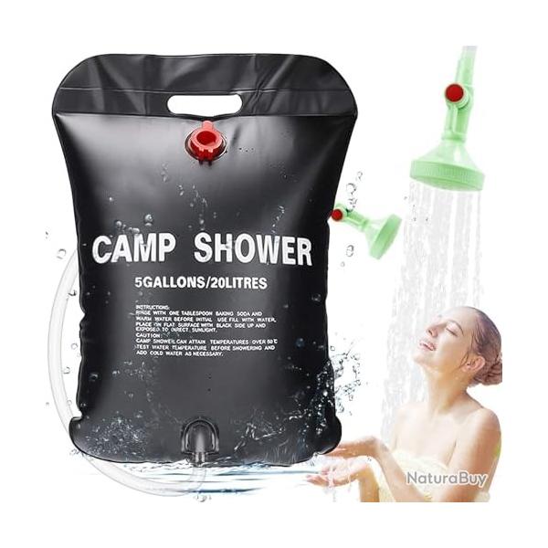 DOUCHE SOLAIRE CAMPING 20L - DOUCHE PORTABLE PLIABLE OUTDOOR