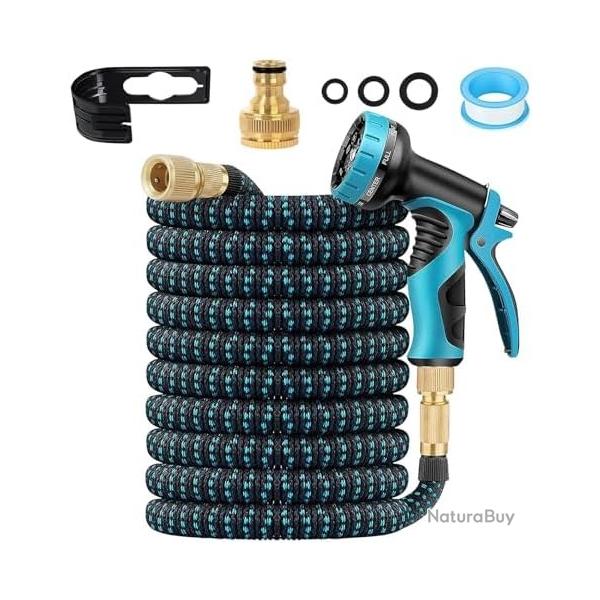 TUYAU D'ARROSAGE EXTENSIBLE - FLEXIBLE AVEC PISTOLET MULTIJETS