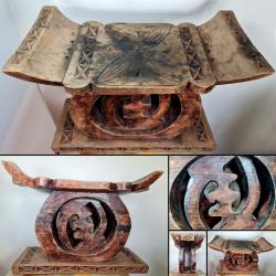 Tabouret Ashanti Ghana, H : 36 cm, L : 52 cm