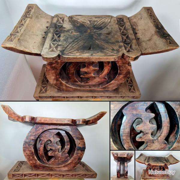 Tabouret Ashanti Ghana, H : 36 cm, L : 52 cm