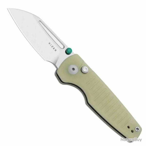 Couteau Kizer Parakeet Lame Sheepsfoot Acier Nitro-V Manche G10 GID Button Liner Lock Clip KIV2706A6