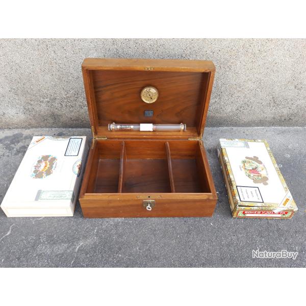 cave a cigare avec clef ,duman humidificateur ,plus boite vide de havane collection boite a secret