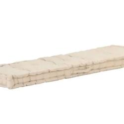 Coussin plancher palette coton beige 120x40x7 cm confortable int&eacute;rieur ext&eacute;rieur