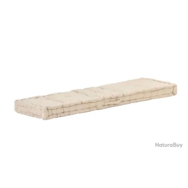 Coussin plancher palette coton beige 120x40x7 cm confortable int�rieur ext�rieur