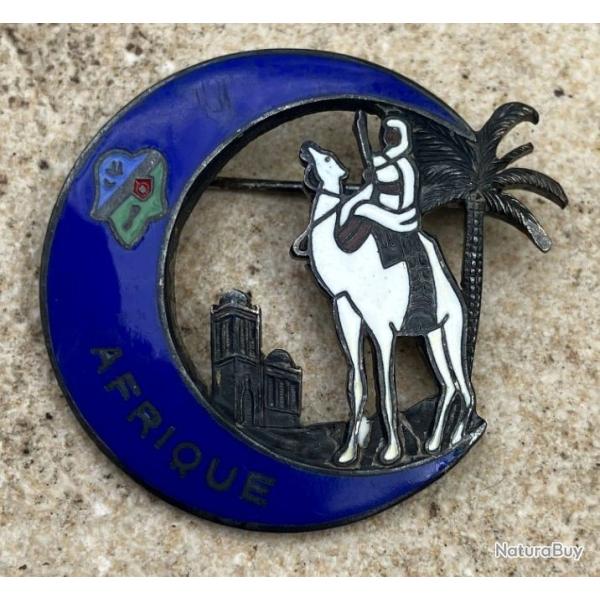 AFRIQUE, croissant bleu, m�hari argent�, �mail,Poin�on Augis