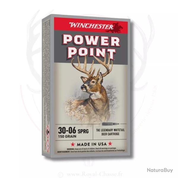 20 balles POWER POINT Cal.30-06SPRG 180Grs WINCHESTER