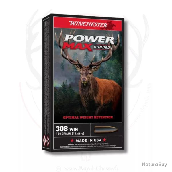 20 balles POWER MAX BONDED Cal.308 WIN 180Grs WINCHESTER