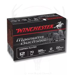 5 Cartouches MAGNUM BUCKSHOT Cuivr&eacute;es Cal.12/70 12 Grains WINCHESTER