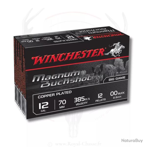 5 Cartouches MAGNUM BUCKSHOT Cuivr�es Cal.12/70 12 Grains WINCHESTER