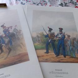 collection de 30 documents  couleur  de l'arm&eacute;e  Wurtemberg