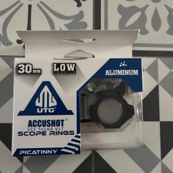 colliers de lunette UTG Accushot Hex Thumb Nut Scope Rings 30mm Low profile