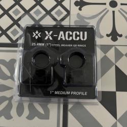 Ce mod&egrave;le "X-ACCU 25.4mm (1") Steel Weaver QD Rings - Medium Profile" se vend g&eacute;n&eacute;ralement autour de