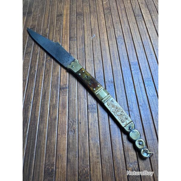 BEAU ET GRAND COUTEAU PLIANT NAVAJA BEAUVOIR XIX�me si�cle 36 CM !