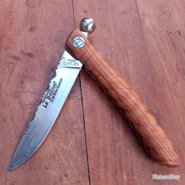 Magnifique Couteau LE THIERS Boule par BRUNO SAUZEDDE Custom Manche en Olivier Sculpt�