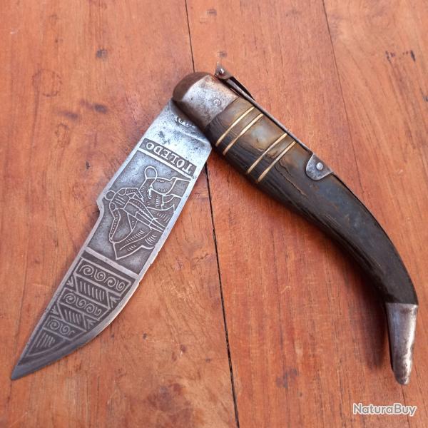Ancien Couteau � Palme Traditionnel NAVAJA TOLEDO Manche Corne