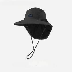 Chapeau de P&ecirc;che Anti-UV Unisexe S&eacute;chage Rapide Coupe-Vent Rabat Cou Randonn&eacute;e Outdoor Noir