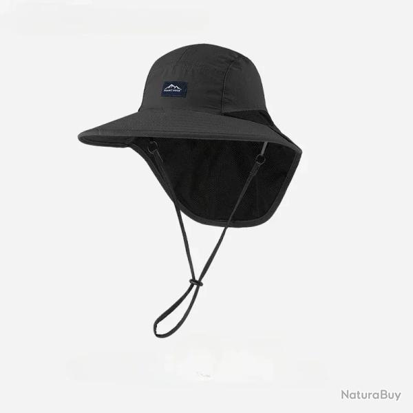 Chapeau de P�che Anti-UV Unisexe S�chage Rapide Coupe-Vent Rabat Cou Randonn�e Outdoor Noir
