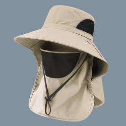 Chapeau Bob Anti UV Outdoor Rabat Cou P&ecirc;che Chasse Randonn&eacute;e Camping Protection Soleil Mixte Kaki