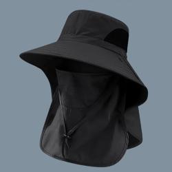 Chapeau Bob Anti UV Outdoor Rabat Cou P&ecirc;che Chasse Randonn&eacute;e Camping Protection Soleil Mixte Noir